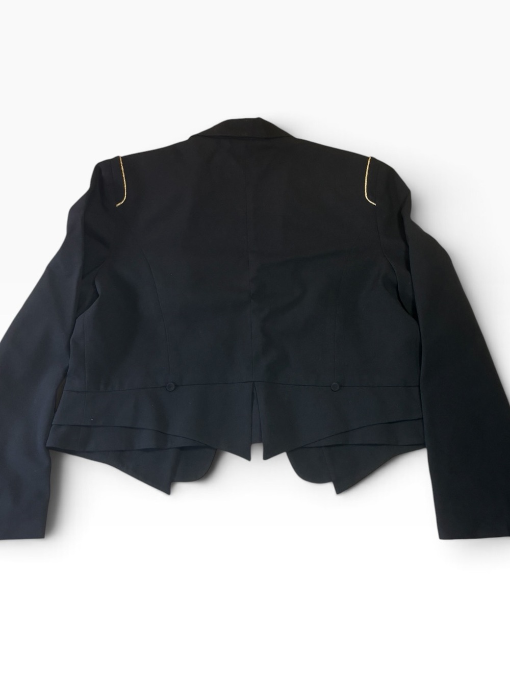 Allen B Black Cropped Military Style Jacket W/ Gold Decorative Trim, Size XL - Picture 7 of 9